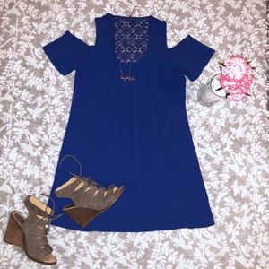 Dark Blue Cold Shoulder Dress